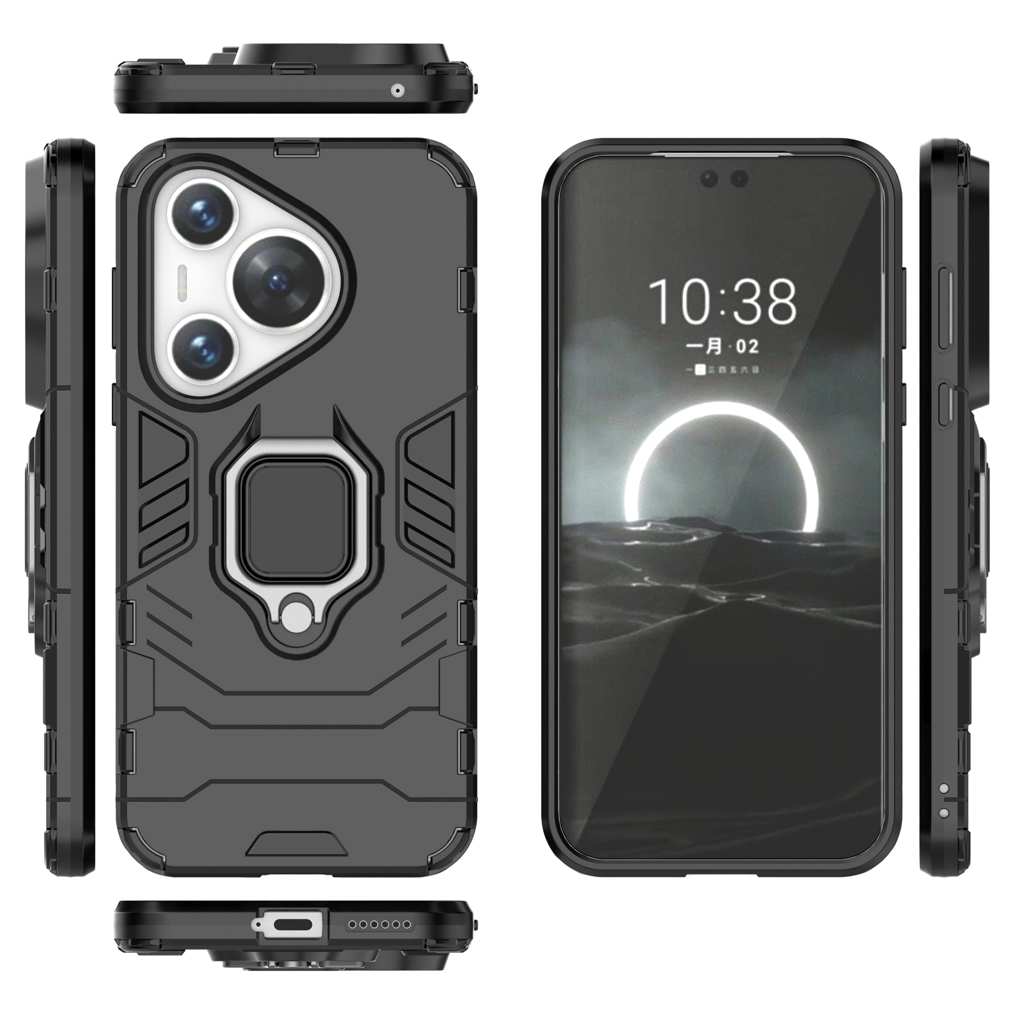 For Huawei Pura 70 Case Slim-Fit PC+TPU Ring Holder Kickstand Protective Cover For Huawei Pura 70 Case Slim-Fit PC+TPU Ring Holder Kickstand Protective Cover